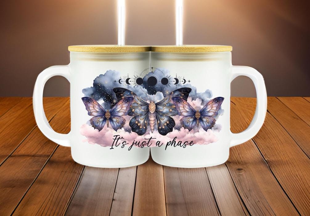 17 oz Glass Coffee Frosted Mug - "It’s Just a Phase”