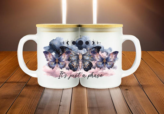 17 oz Glass Coffee Frosted Mug - "It’s Just a Phase”