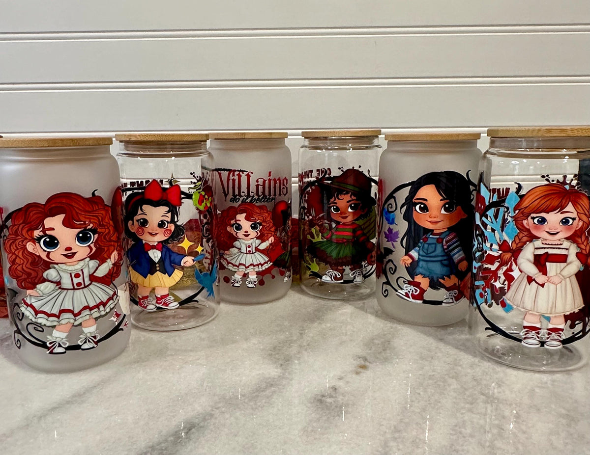 Princess Halloween, Wanna Play Tumbler, Glass Can Tumbler