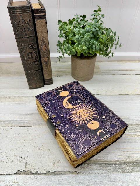 Vintage Leather Journal with Clasp – Celestial Bond Journal